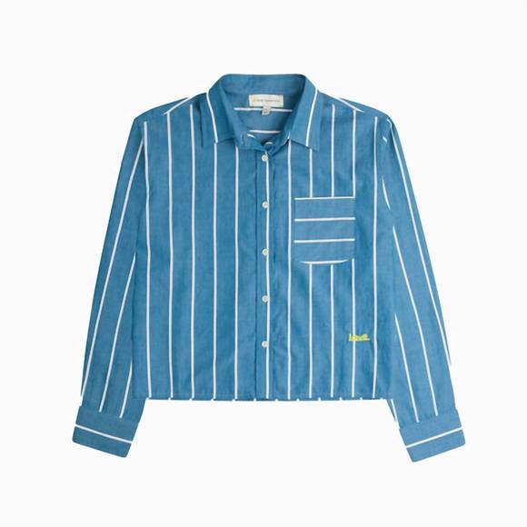 NEW KERRI ROSENTHAL joey shirt in aegean/white - Picture 4 of 4